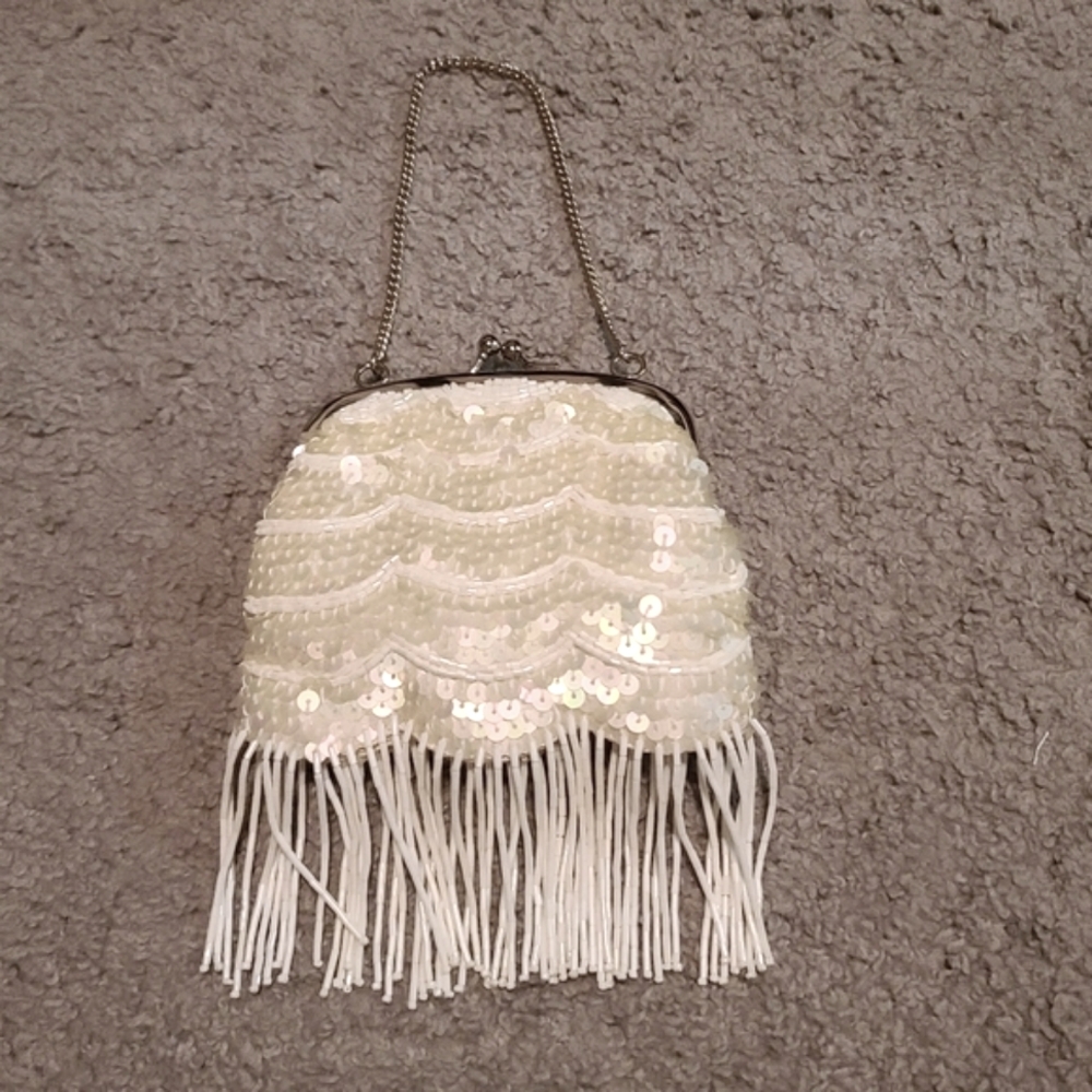 NWOT Banana Republic small sequin ivory evening bag
